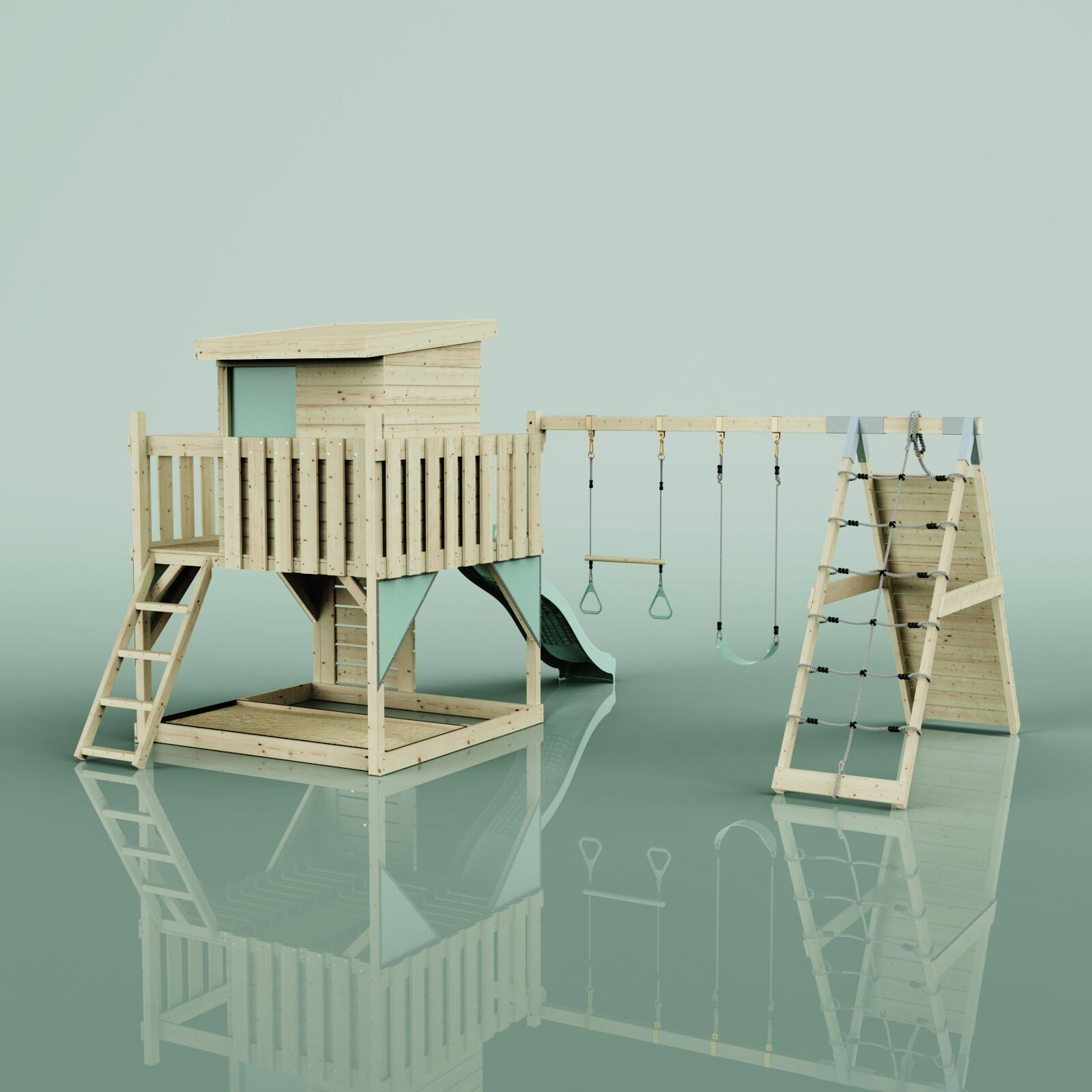 Spielturm Frida mit Trapezstange in Mintgrün - 414 × 468 × 261 cm 4/6