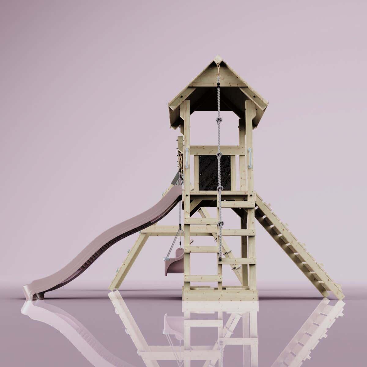 Spielturm Kiruna mit Babyschaukel in Altrosa - 357 × 380 × 274 cm 5/6