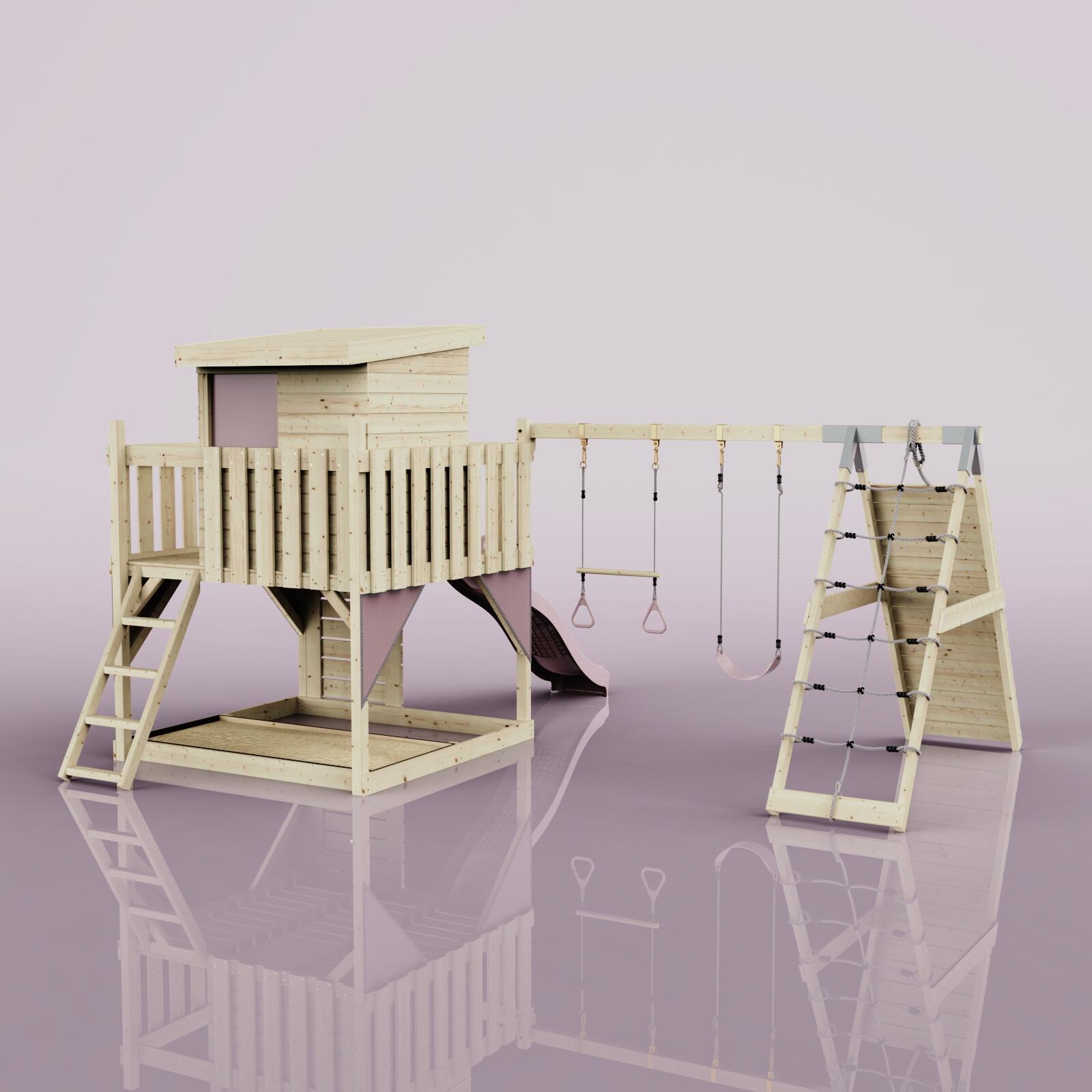 Spielturm Frida mit Trapezstange in Altrosa - 414 × 468 × 261 cm 4/6