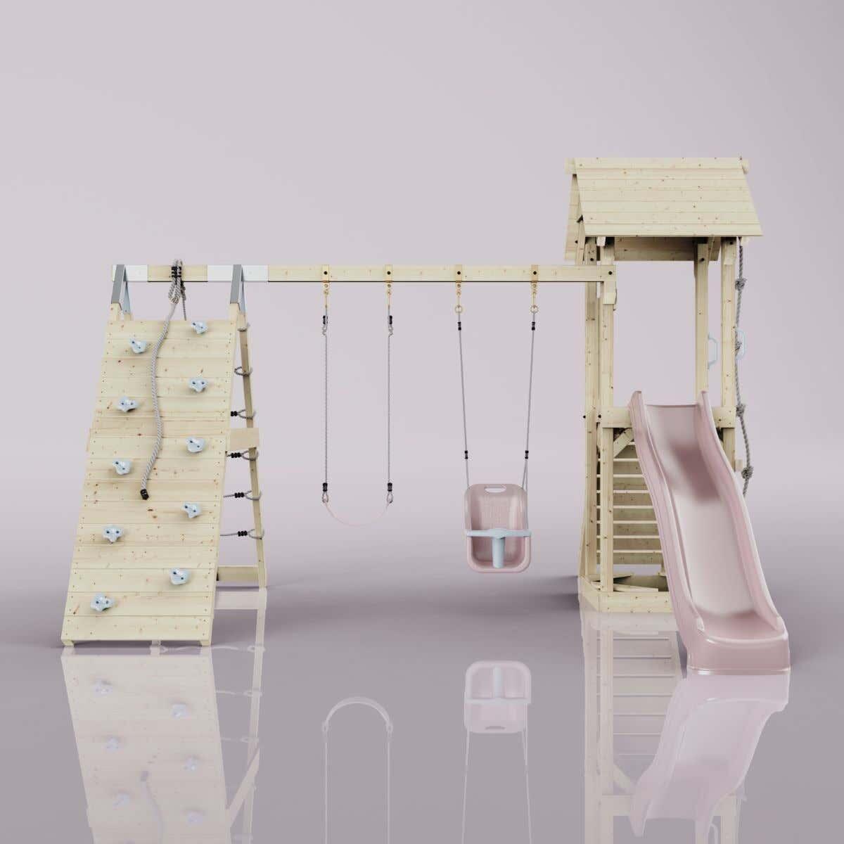 Spielturm Kiruna mit Babyschaukel in Altrosa - 357 × 380 × 274 cm 6/6