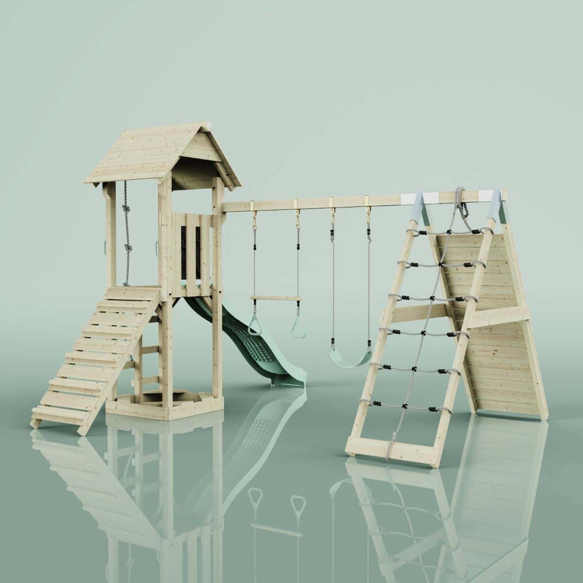 Spielturm Kiruna mit Trapezstange in Mintgrün - 357 × 380 × 274 cm 3/6