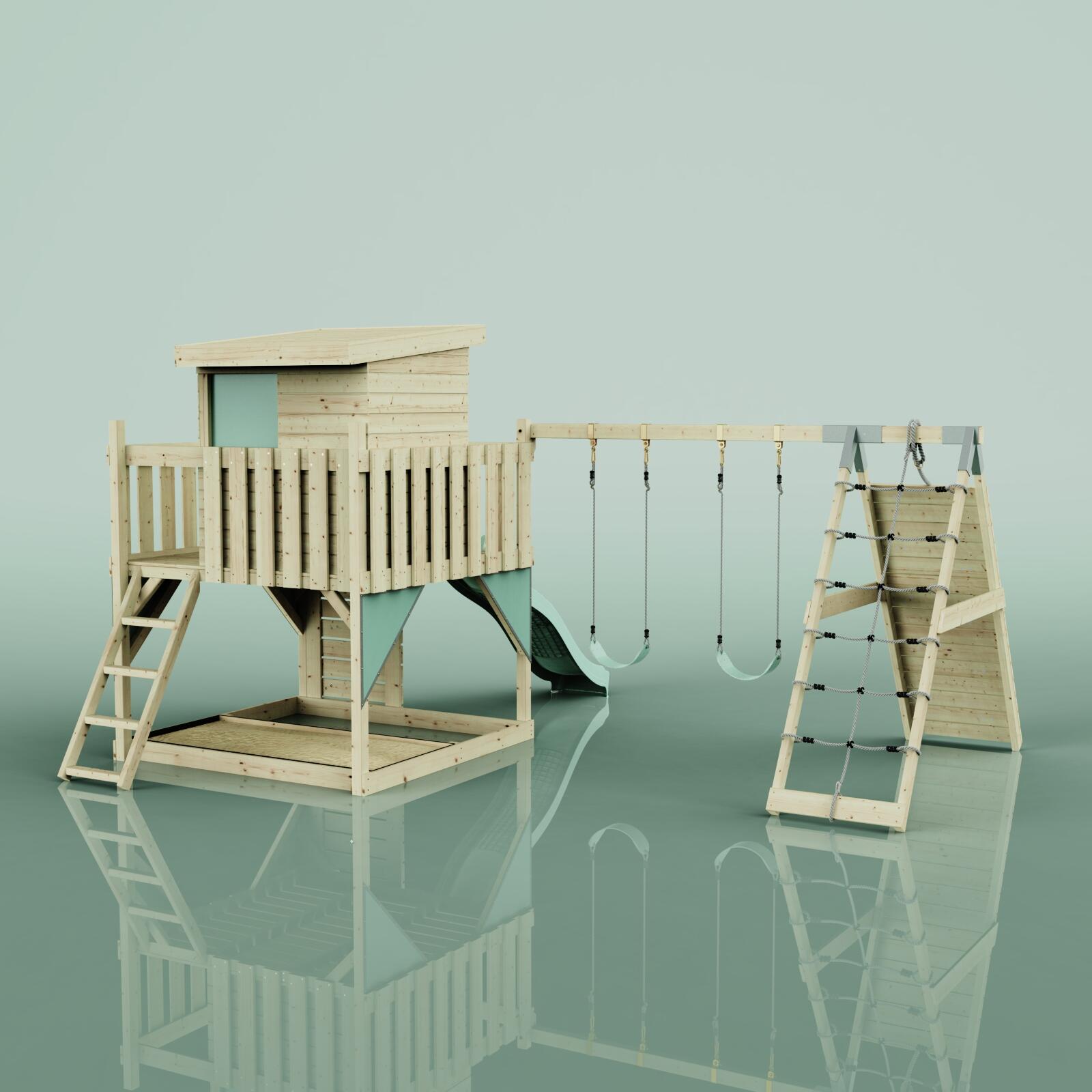 Spielturm Frida mit Kinderschaukel in Mintgrün - 414 × 468 × 261 cm 4/6