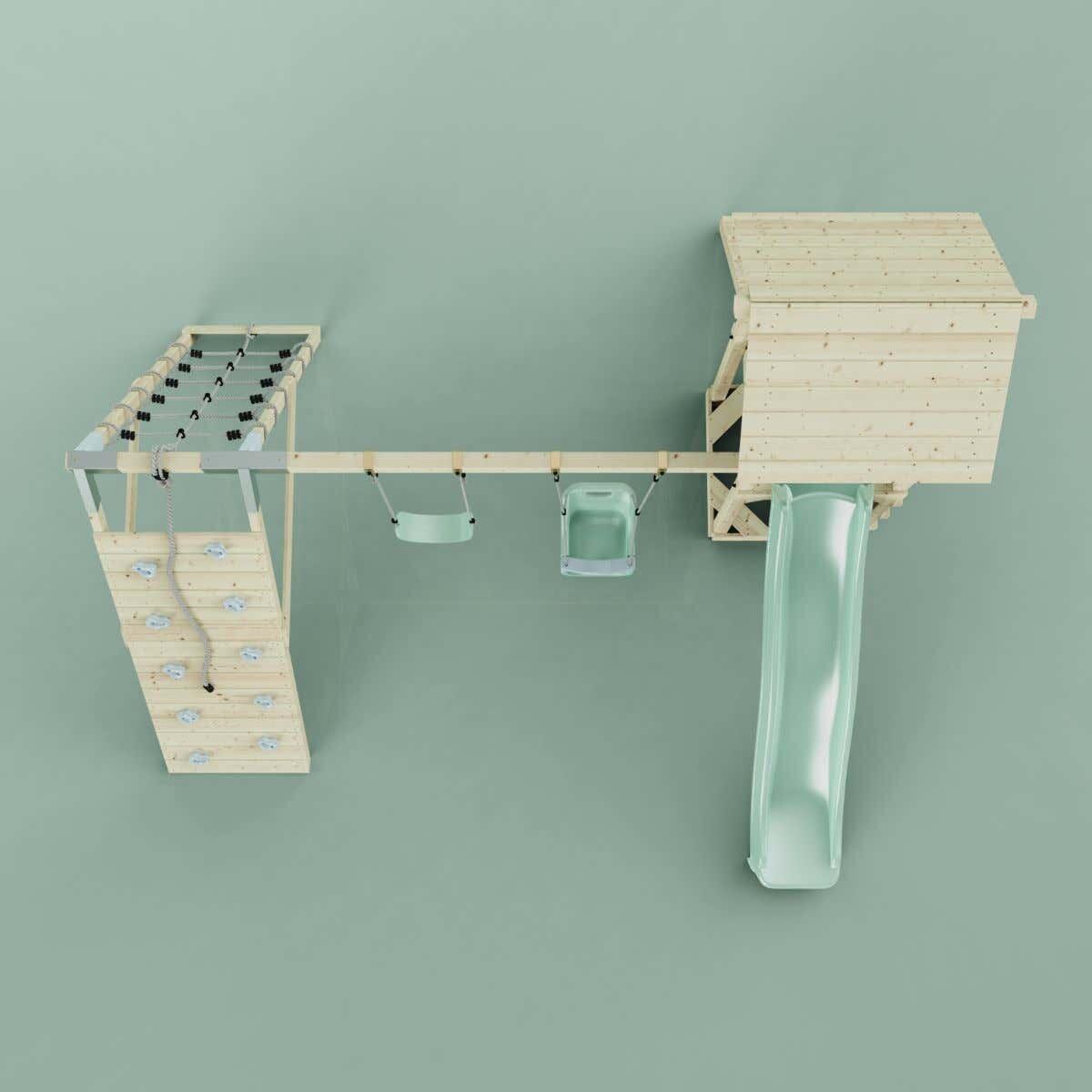 Spielturm Kiruna mit Babyschaukel in Mintgrün - 357 × 380 × 274 cm 3/6