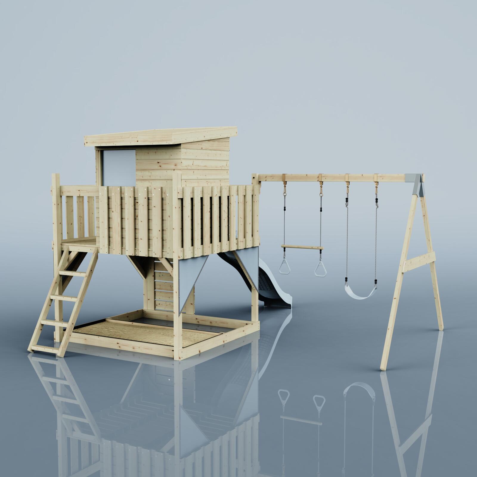 Spielturm Björn mit Trapezstange in Eisblau - 415 × 396 × 261 cm 4/7