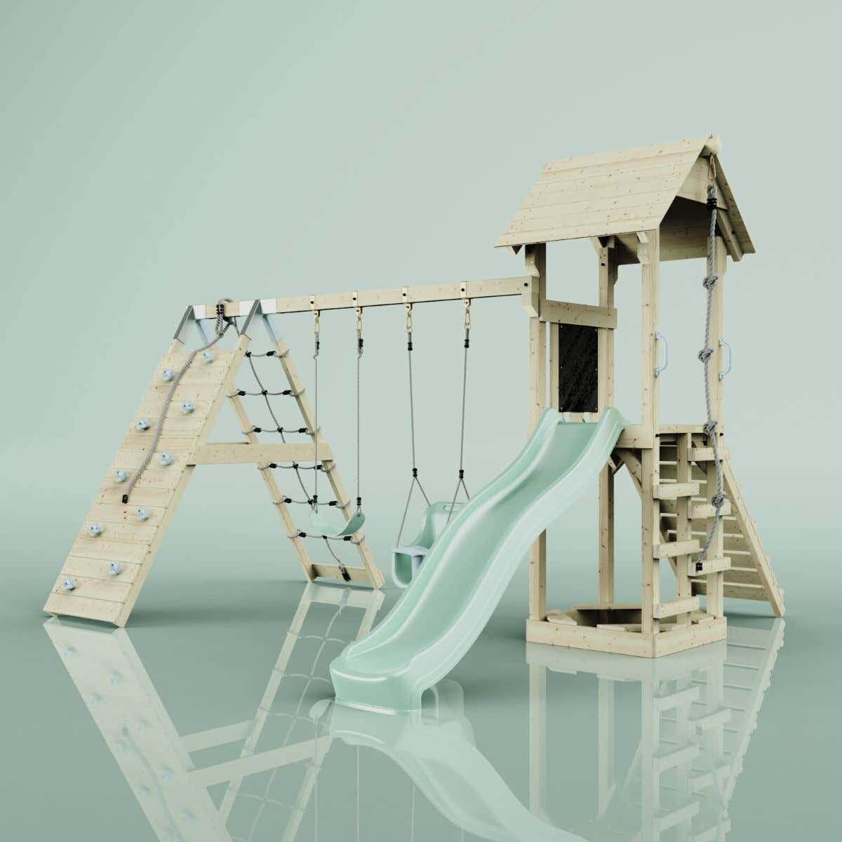 Spielturm Kiruna mit Babyschaukel in Mintgrün - 357 × 380 × 274 cm 2/6