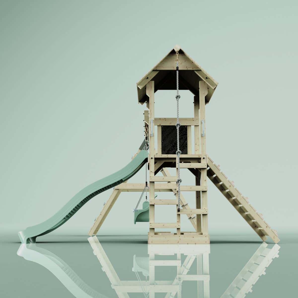 Spielturm Kiruna mit Babyschaukel in Mintgrün - 357 × 380 × 274 cm 5/6