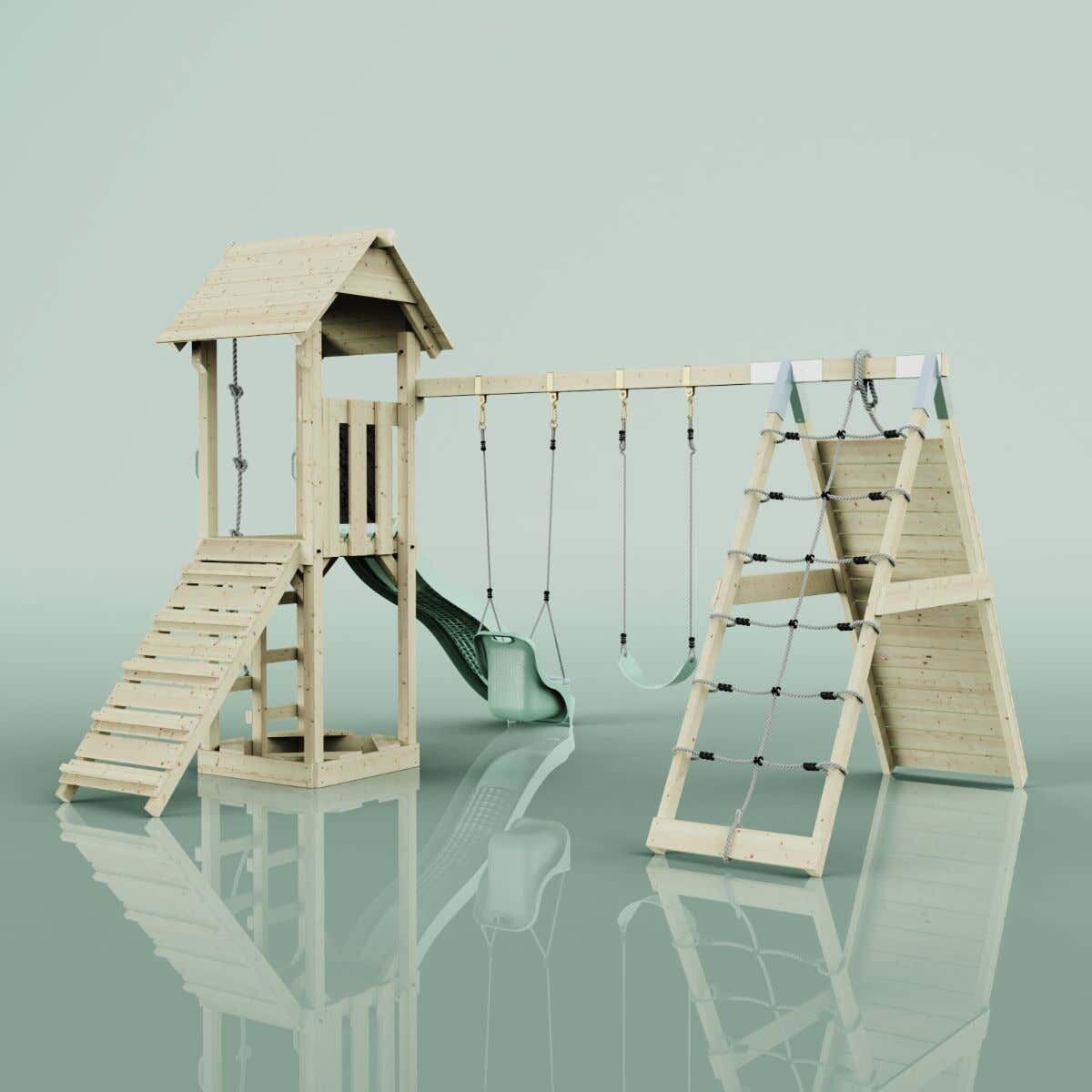 Spielturm Kiruna mit Babyschaukel in Mintgrün - 357 × 380 × 274 cm 4/6