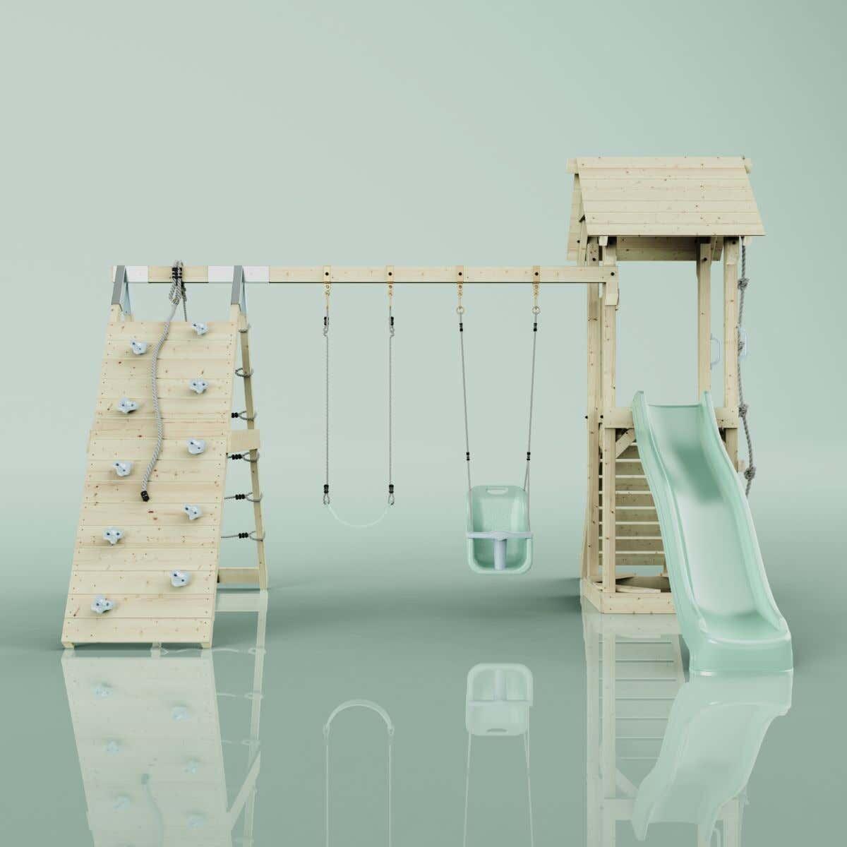 Spielturm Kiruna mit Babyschaukel in Mintgrün - 357 × 380 × 274 cm 6/6