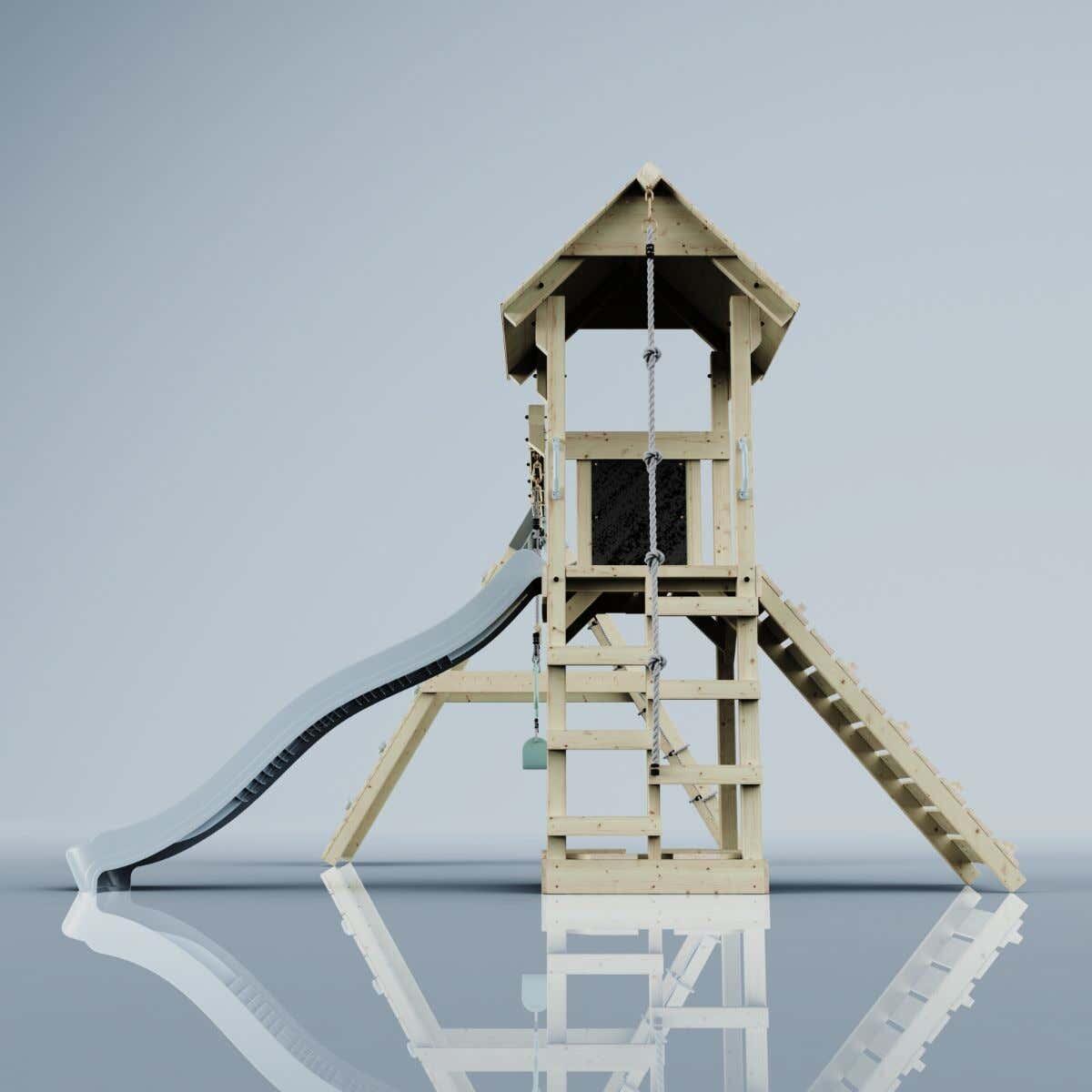 Spielturm Kiruna mit Trapezstange in Eisblau - 357 × 380 × 274 cm 5/6