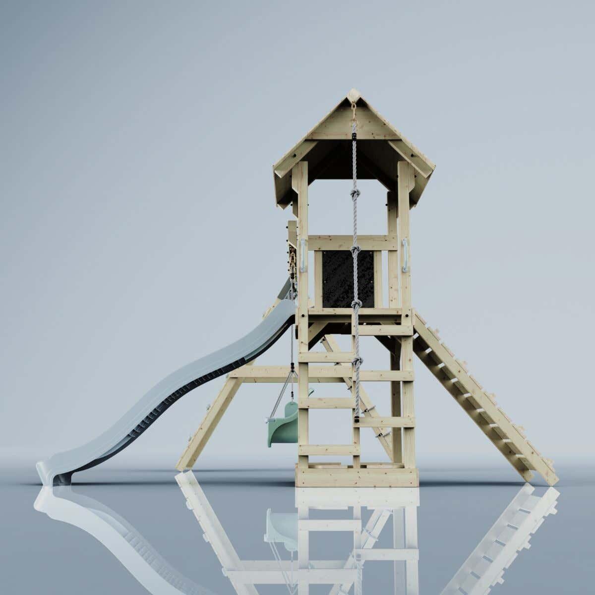 Spielturm Kiruna mit Babyschaukel in Eisblau - 357 × 380 × 274 cm 5/6