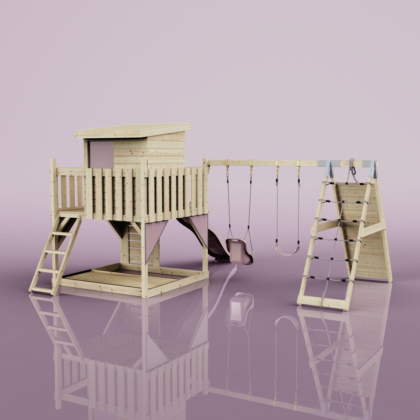 Spielturm Frida mit Babyschaukel in Altrosa - 414 × 468 × 261 cm 4/6