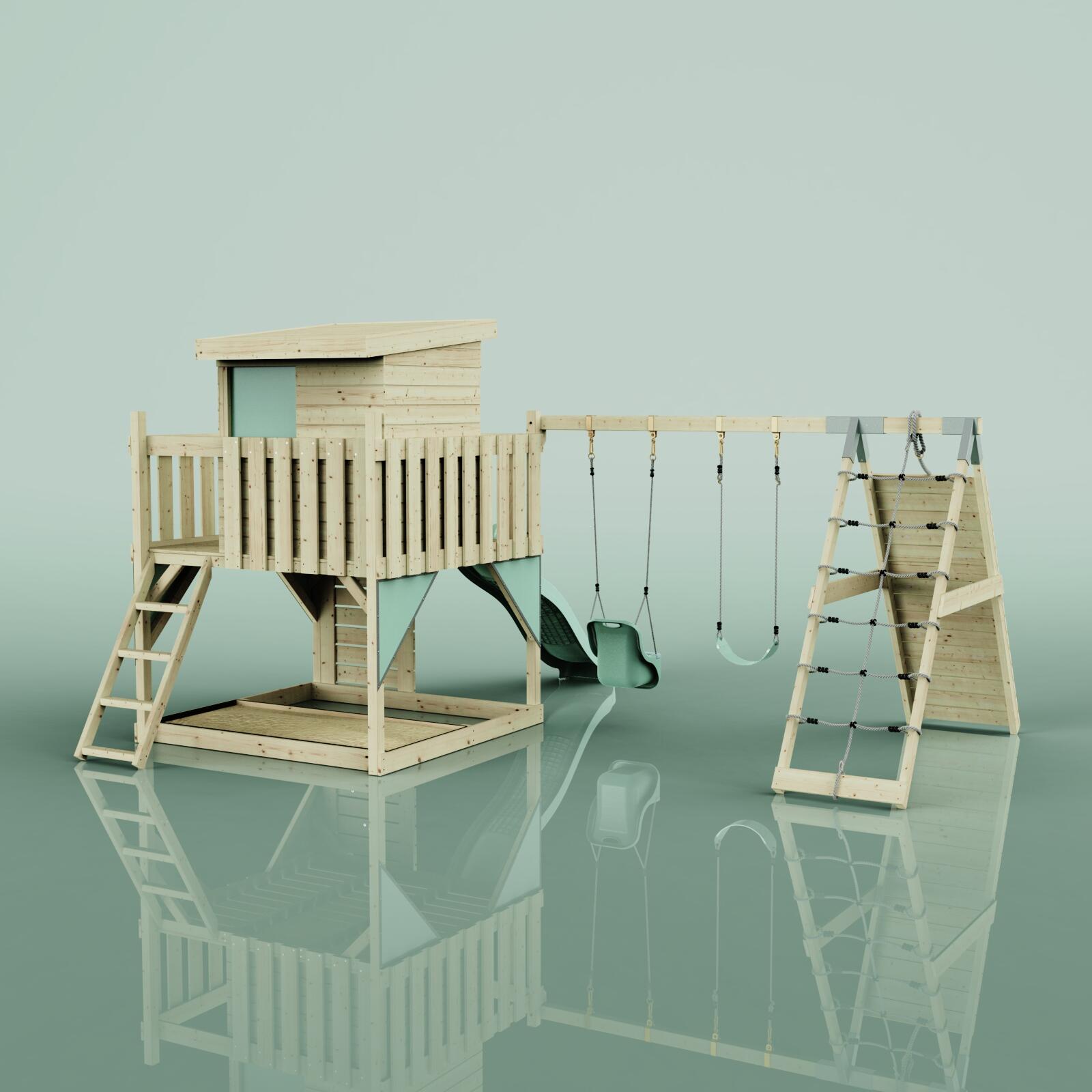 Spielturm Frida mit Babyschaukel in Mintgrün - 414 × 468 × 261 cm 4/6