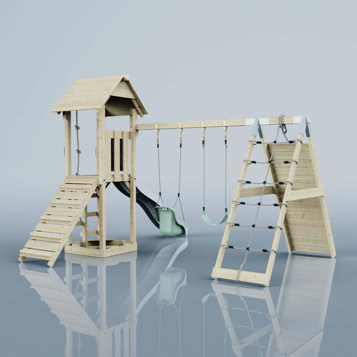 Spielturm Kiruna mit Babyschaukel in Eisblau - 357 × 380 × 274 cm 4/6