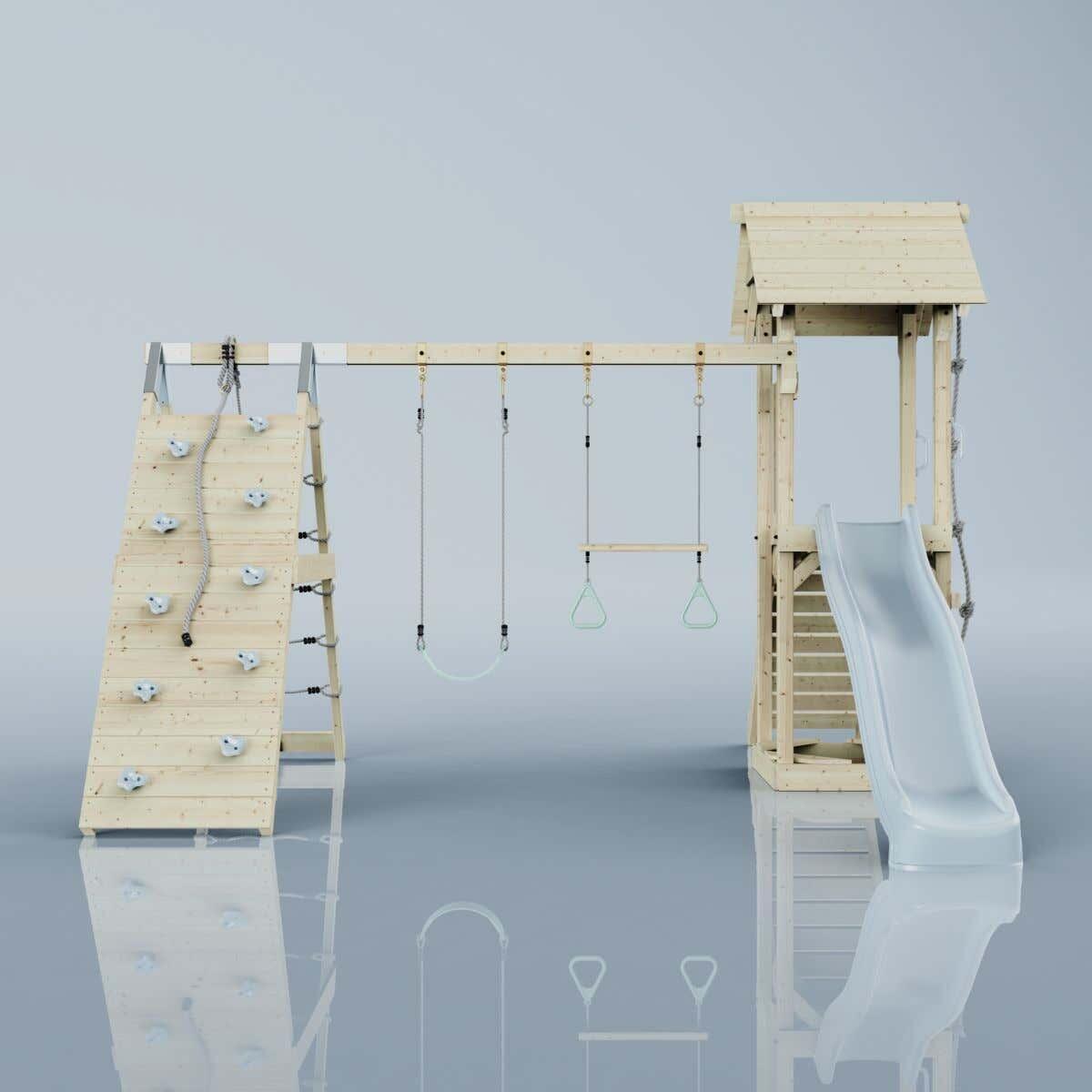 Spielturm Kiruna mit Trapezstange in Eisblau - 357 × 380 × 274 cm 6/6