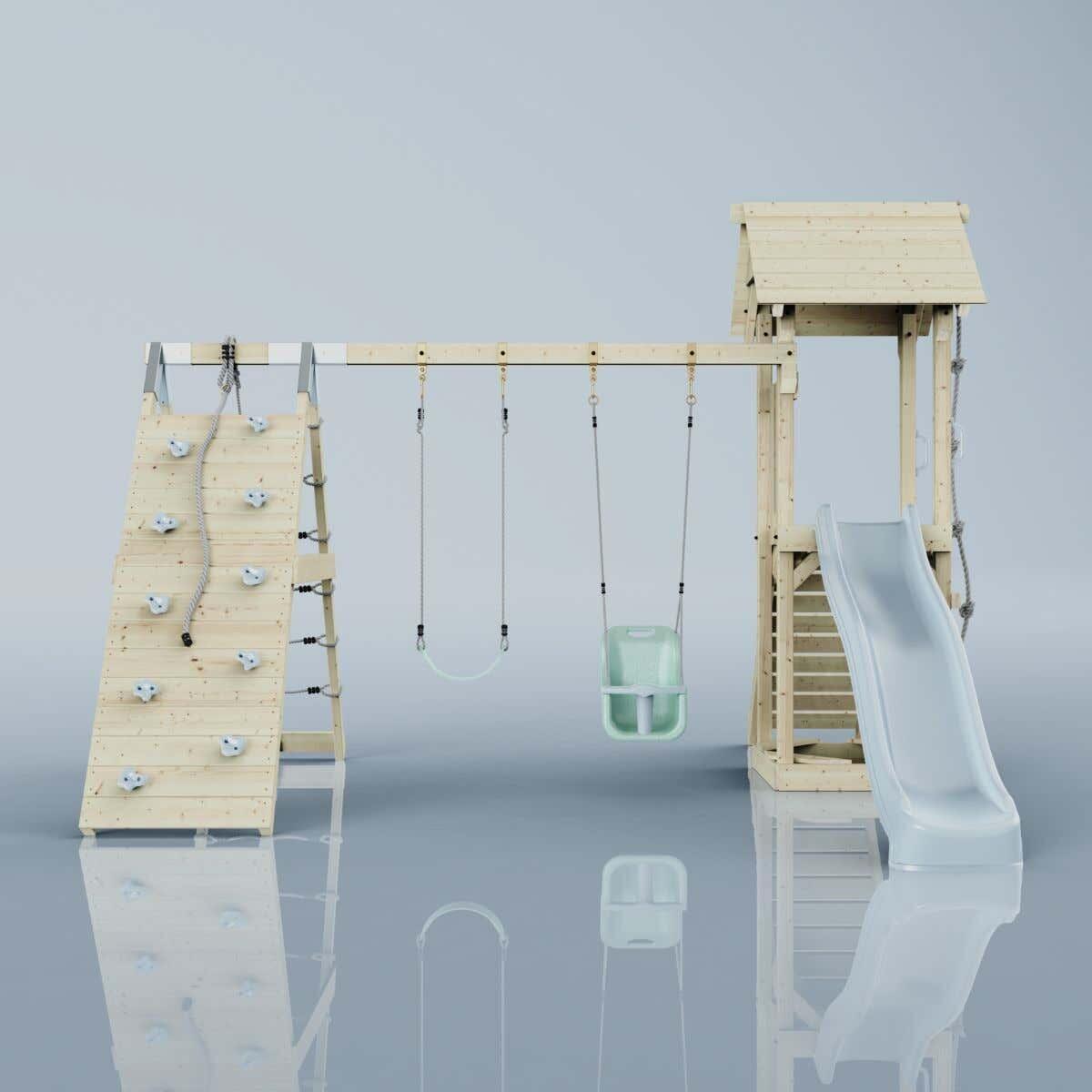 Spielturm Kiruna mit Babyschaukel in Eisblau - 357 × 380 × 274 cm 6/6