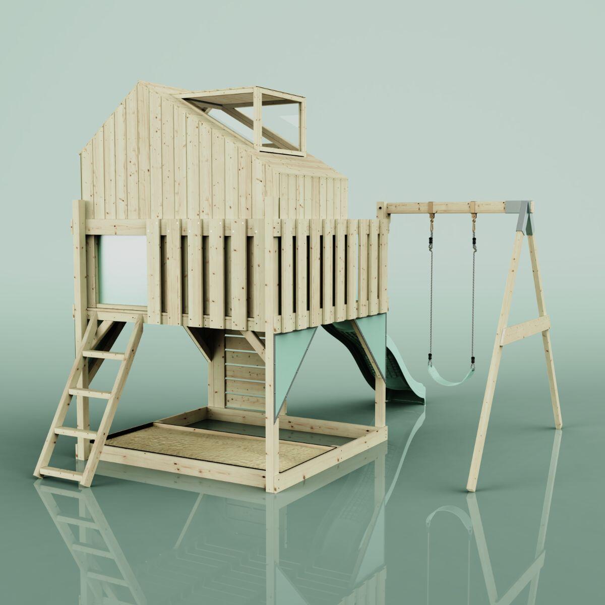 Spielturm Madita mit Kinderschaukel in Mintgrün - 414 × 308 × 291 cm 4/6