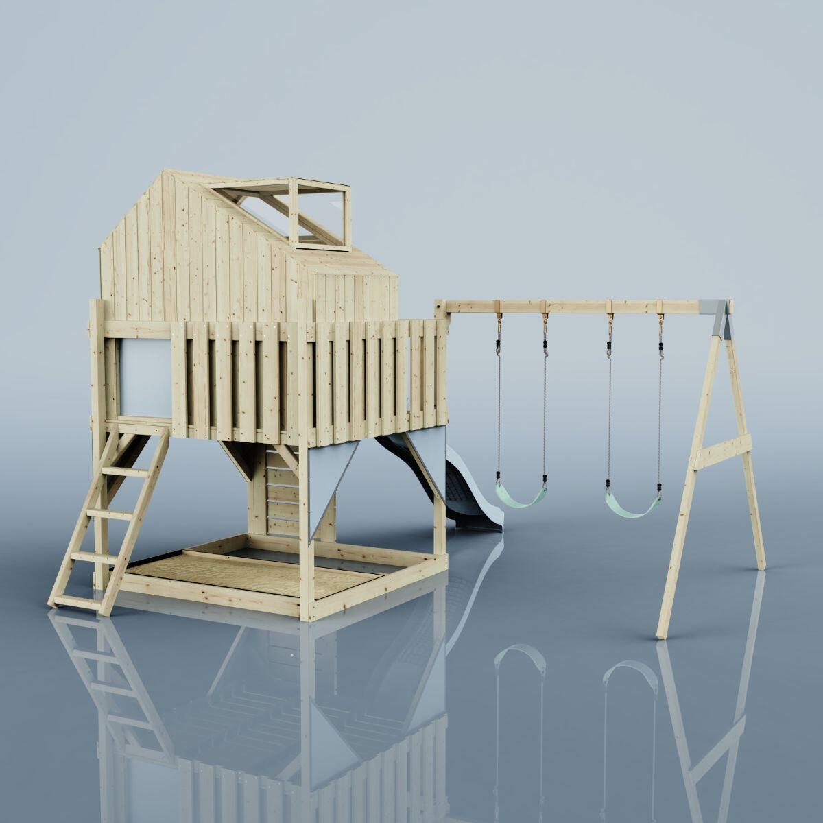 Spielturm Lasse mit Kinderschaukel in Eisblau - 414 × 399 × 292 cm 4/6