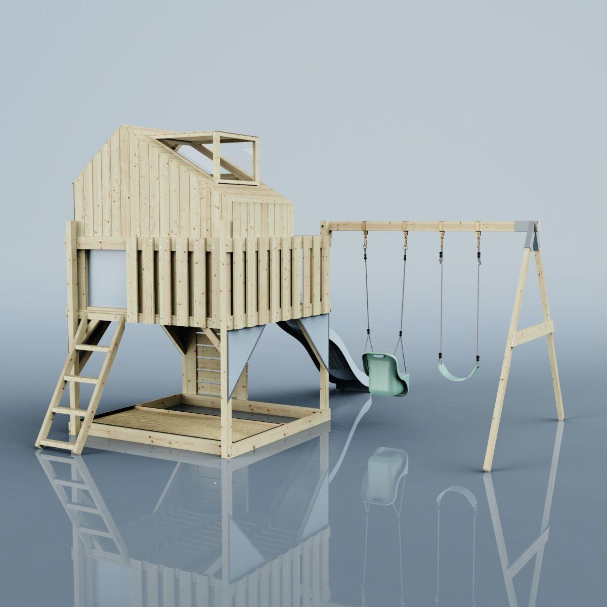 Spielturm Lasse mit Babyschaukel in Eisblau - 414 × 399 × 292 cm 4/6