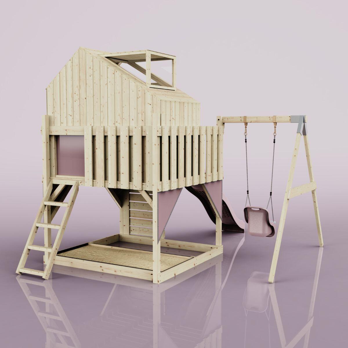 Spielturm Madita mit Babyschaukel in Altrosa - 414 × 308 × 291 cm 4/6