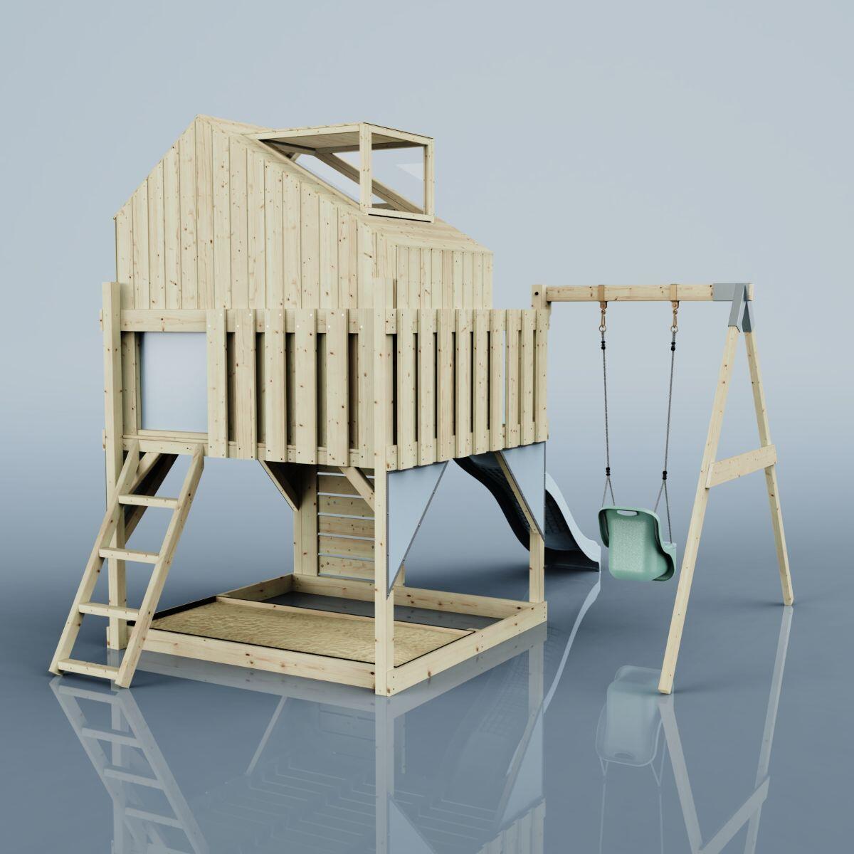 Spielturm Madita mit Babyschaukel in Eisblau - 414 × 308 × 291 cm 4/6
