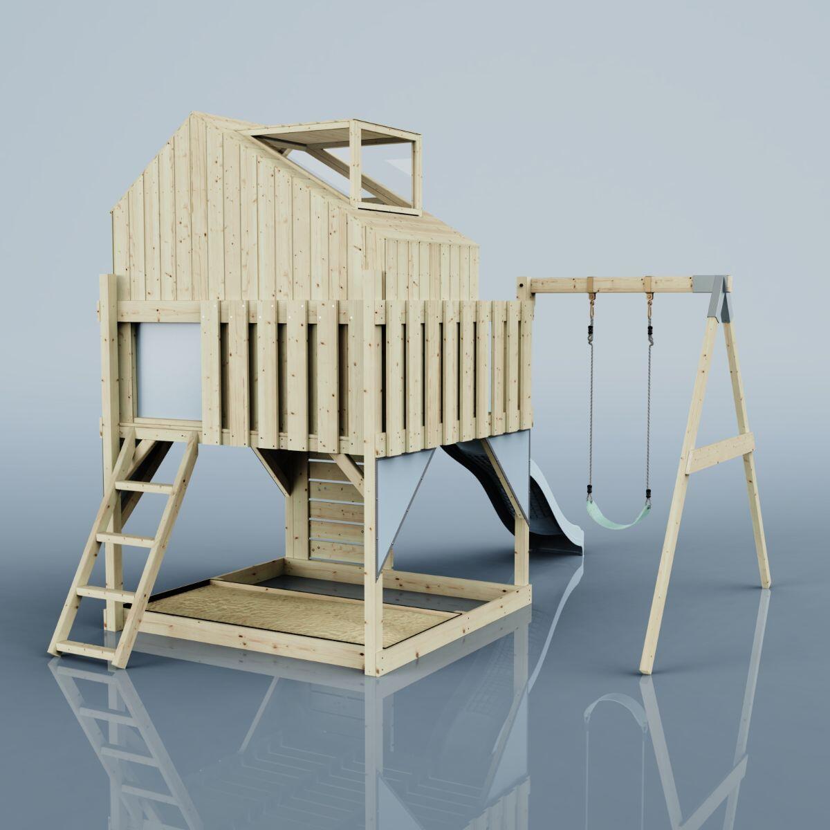 Spielturm Madita mit Kinderschaukel in Eisblau - 414 × 308 × 291 cm 4/6