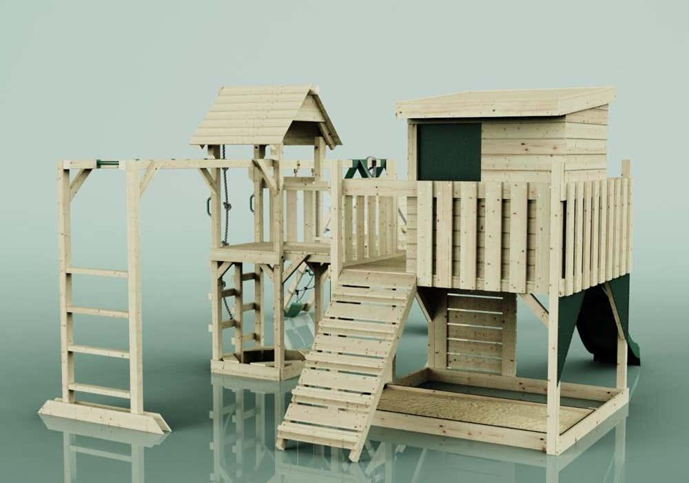 Spielturm Lars mit Trapezstange in Dunkelgrün - 503 × 562 × 274 cm 4/5