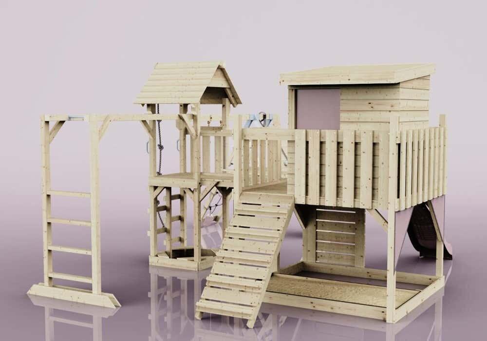 Spielturm Lars mit Trapezstange in Altrosa - 503 × 562 × 274 cm 4/5