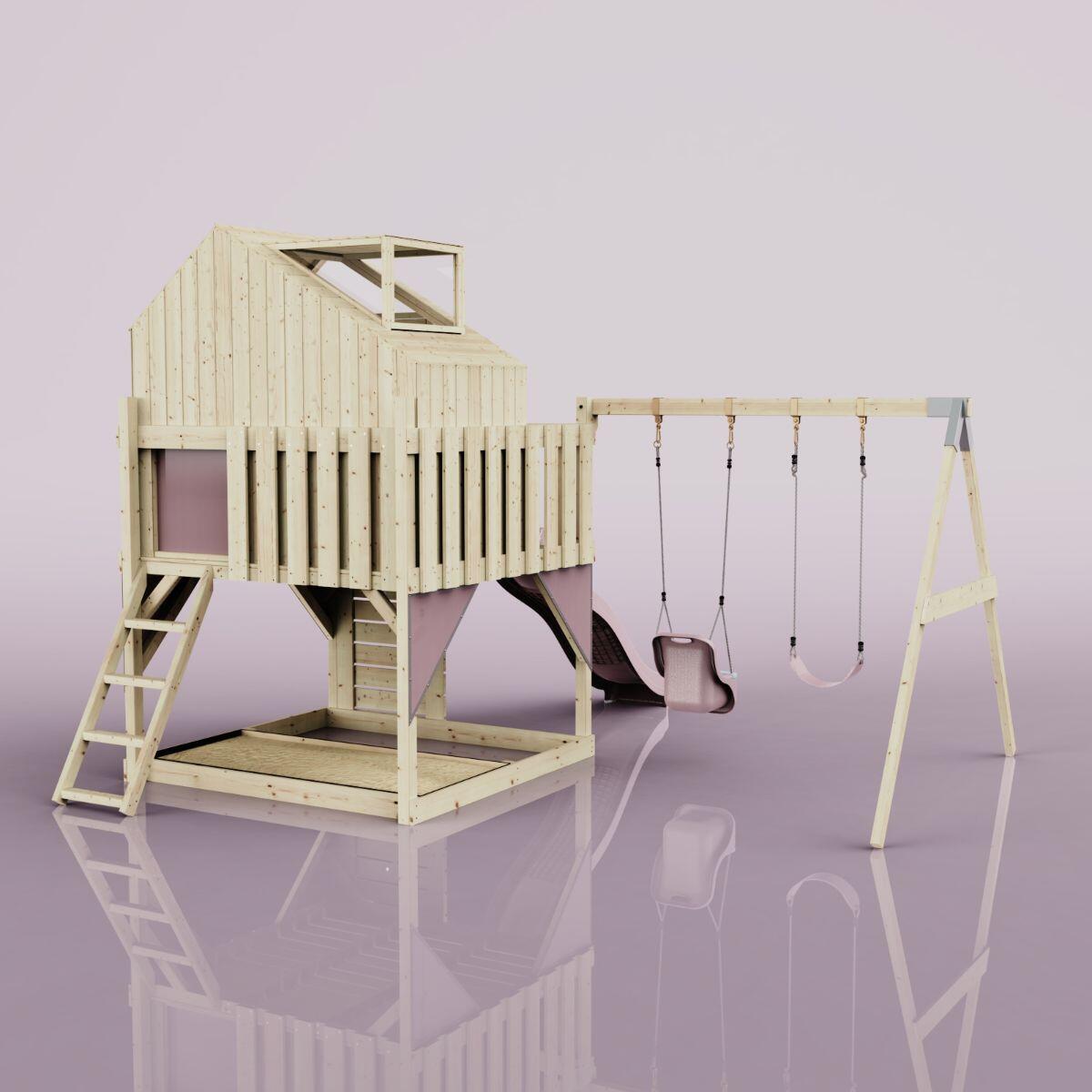 Spielturm Lasse mit Babyschaukel in Altrosa - 414 × 399 × 292 cm 4/6