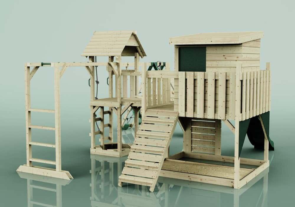 Spielturm Lars mit Babyschaukel in Dunkelgrün - 503 × 562 × 274 cm 4/5