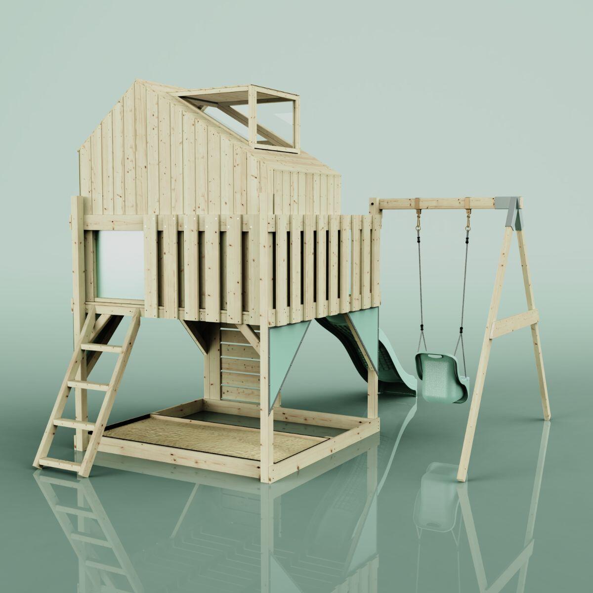 Spielturm Madita mit Babyschaukel in Mintgrün - 414 × 308 × 291 cm 4/6