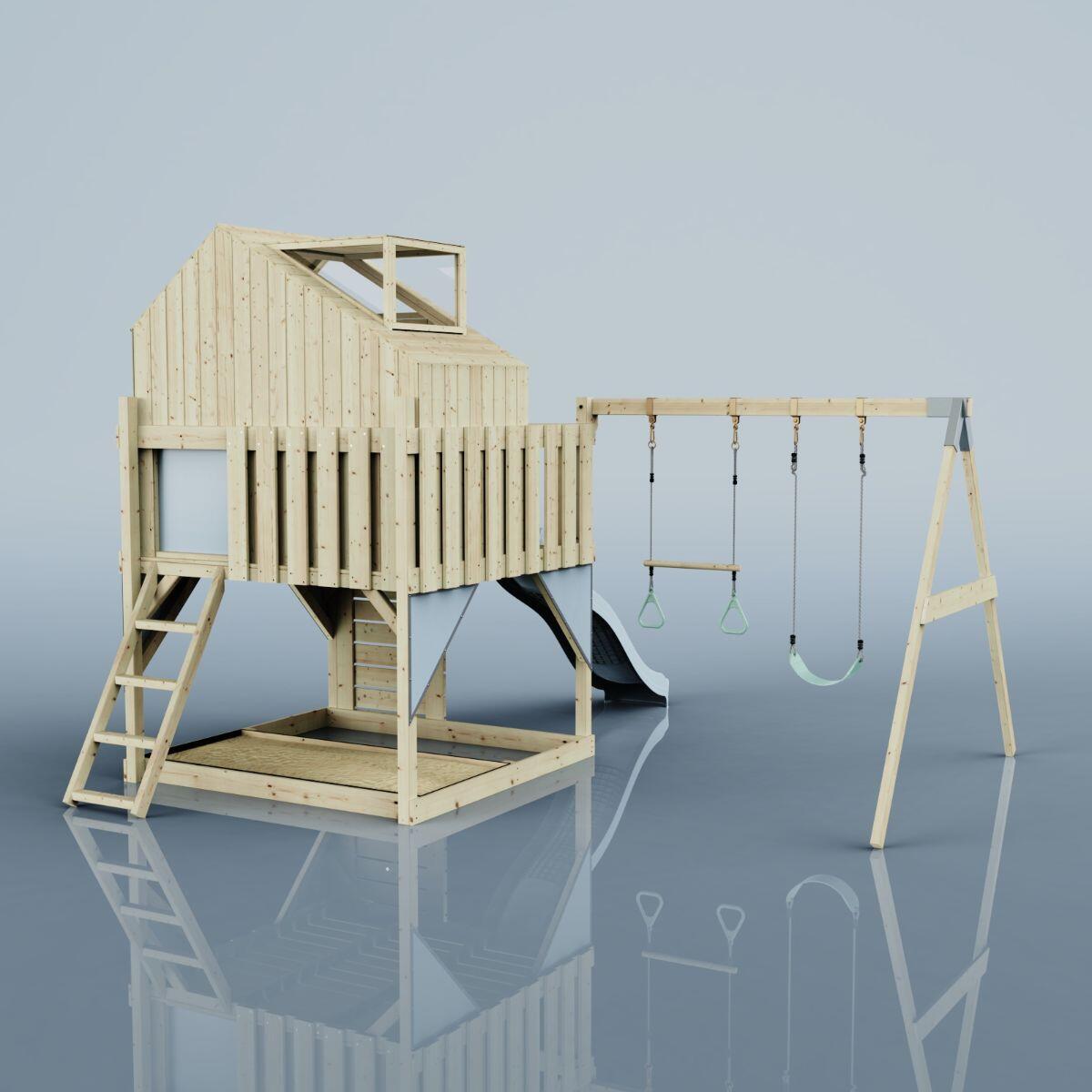 Spielturm Lasse mit Trapezstange in Eisblau - 414 × 399 × 292 cm 4/6