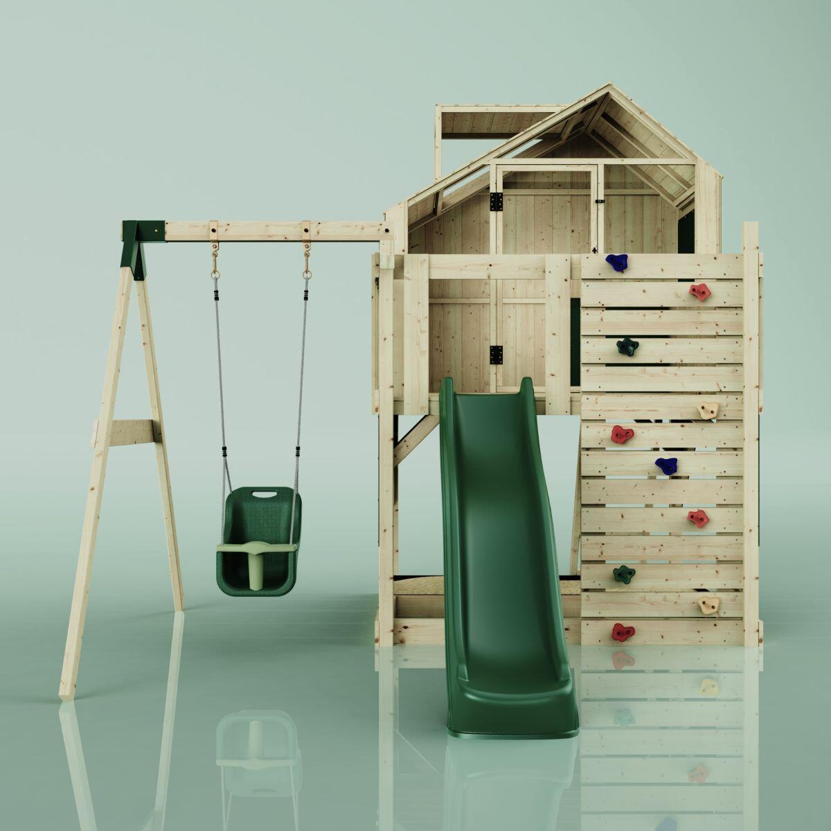 Spielturm Madita mit Babyschaukel in Dunkelgrün - 414 × 308 × 291 cm 4/5