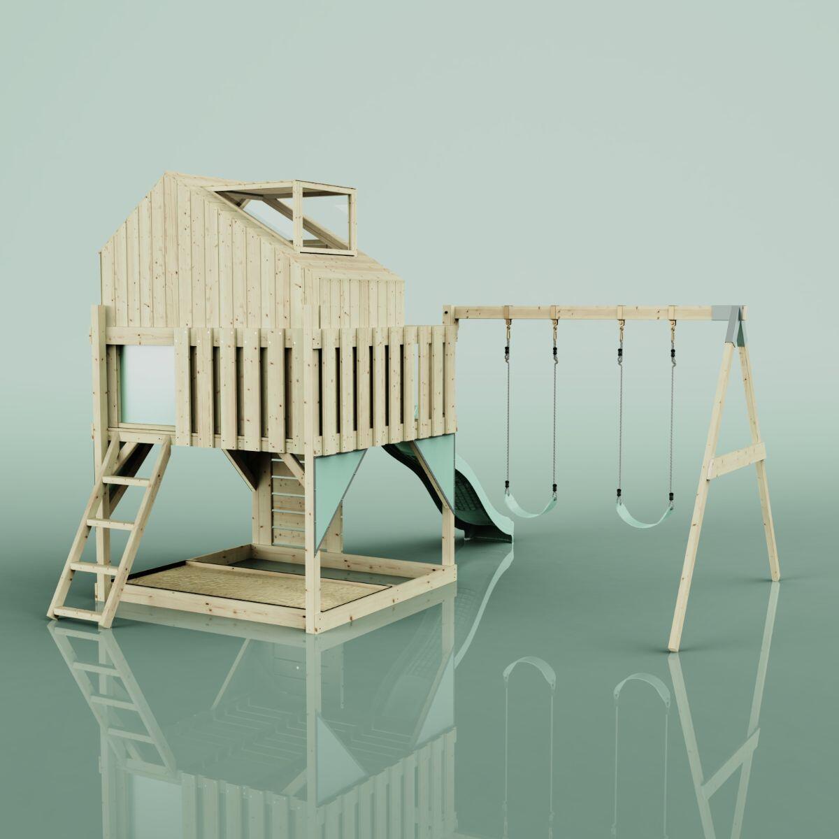 Spielturm Lasse mit Kinderschaukel in Mintgrün - 414 × 399 × 292 cm 4/6
