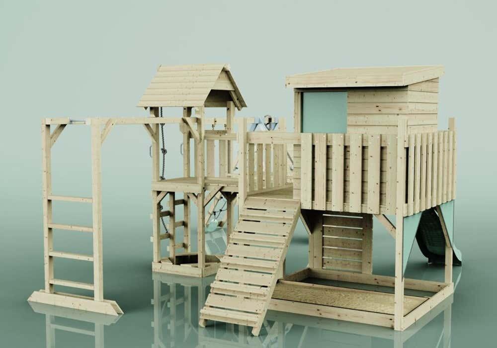 Spielturm Lars mit Trapezstange in Mintgrün - 503 × 562 × 274 cm 4/5
