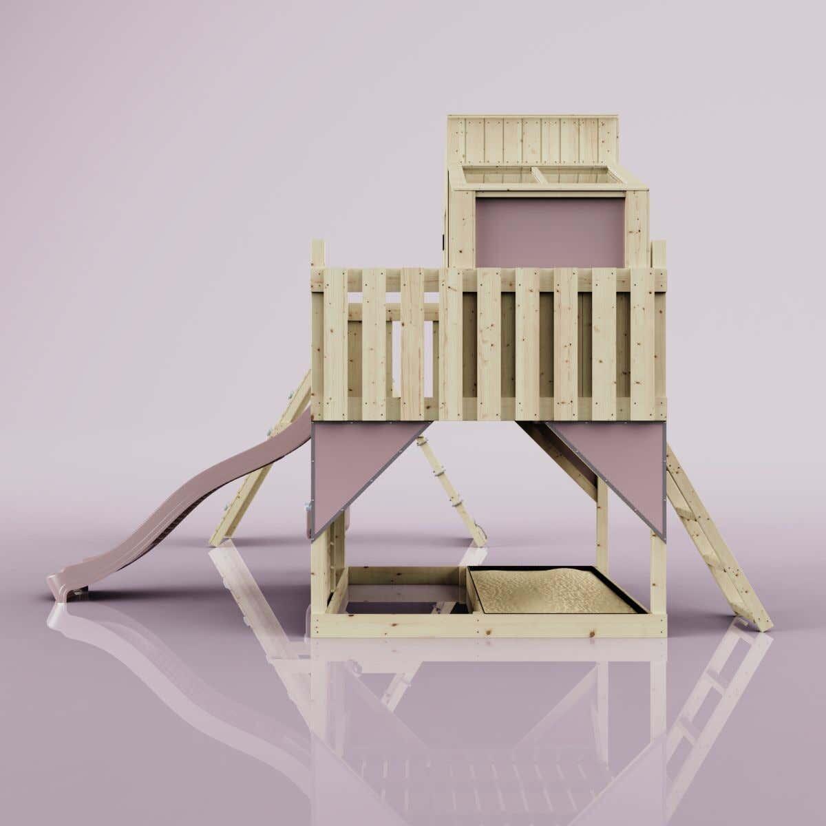 Spielturm Finn mit Babyschaukel in Altrosa - 415 × 472 × 292 cm 3/6