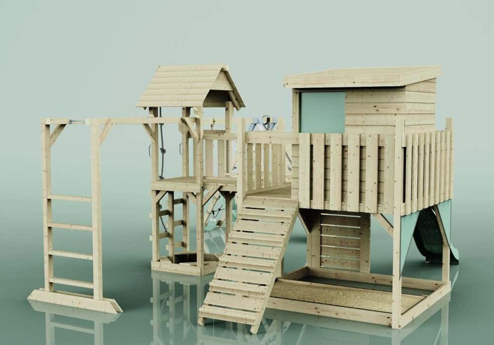 Spielturm Lars mit Babyschaukel in Mintgrün - 503 × 562 × 274 cm 4/5