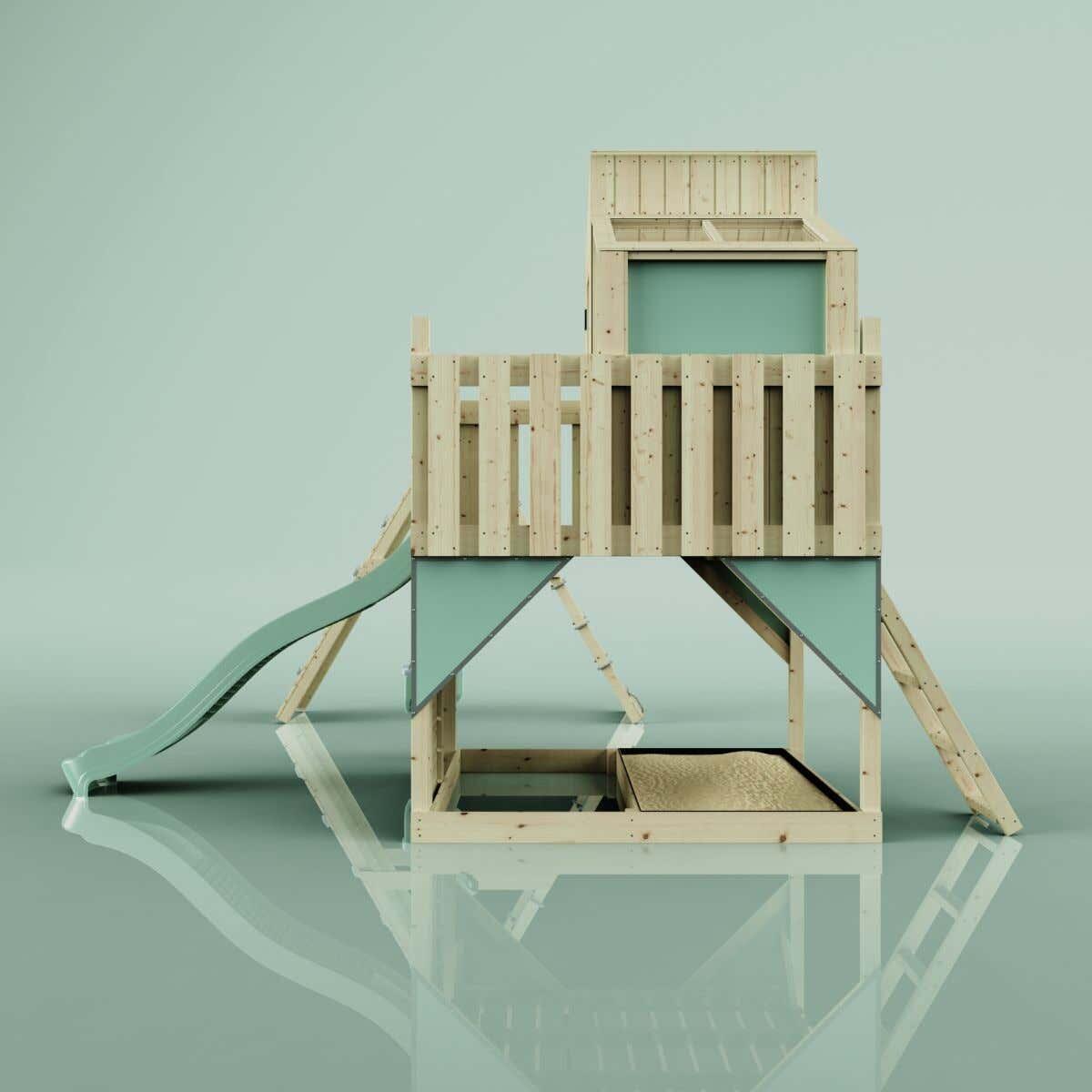 Spielturm Finn mit Babyschaukel in Mintgrün - 415 × 472 × 292 cm 3/6
