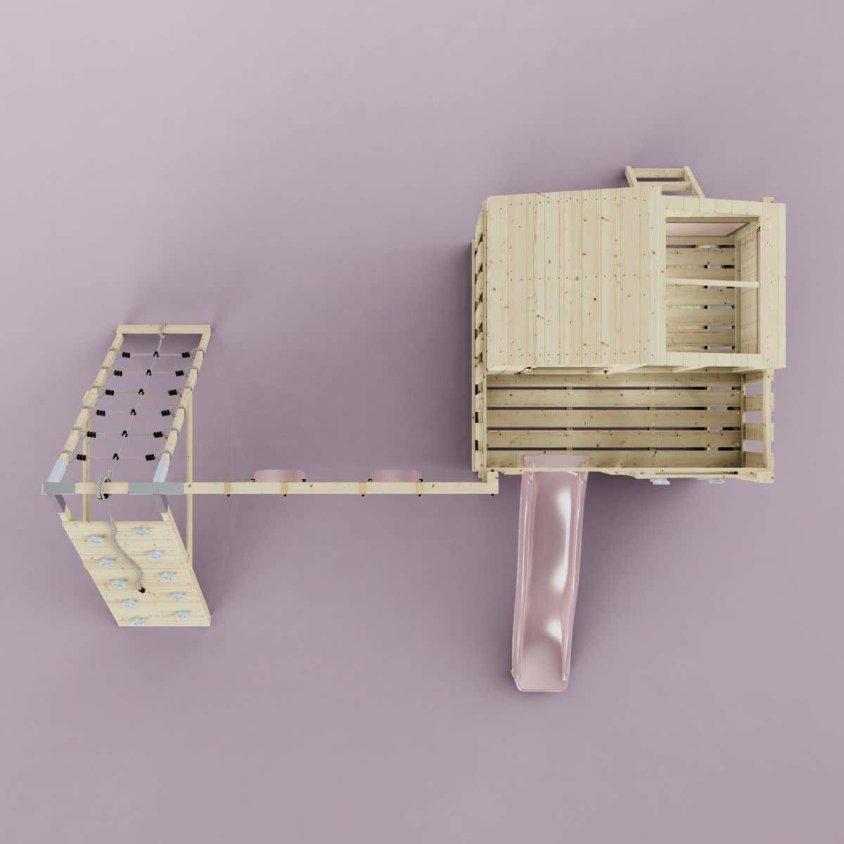 Spielturm Finn mit Kinderschaukel in Altrosa - 415 × 472 × 292 cm 5/6