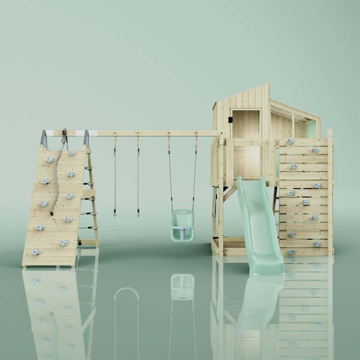 Spielturm Finn mit Babyschaukel in Mintgrün - 415 × 472 × 292 cm 2/6