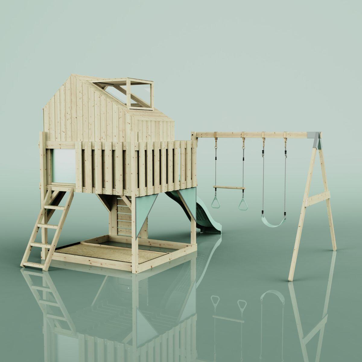 Spielturm Lasse mit Trapezstange in Mintgrün - 414 × 399 × 292 cm 4/6