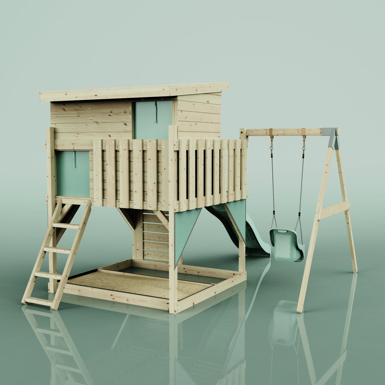 Spielturm Tjorven mit Babyschaukel in Mintgrün - 415 × 306 × 260 cm 4/6