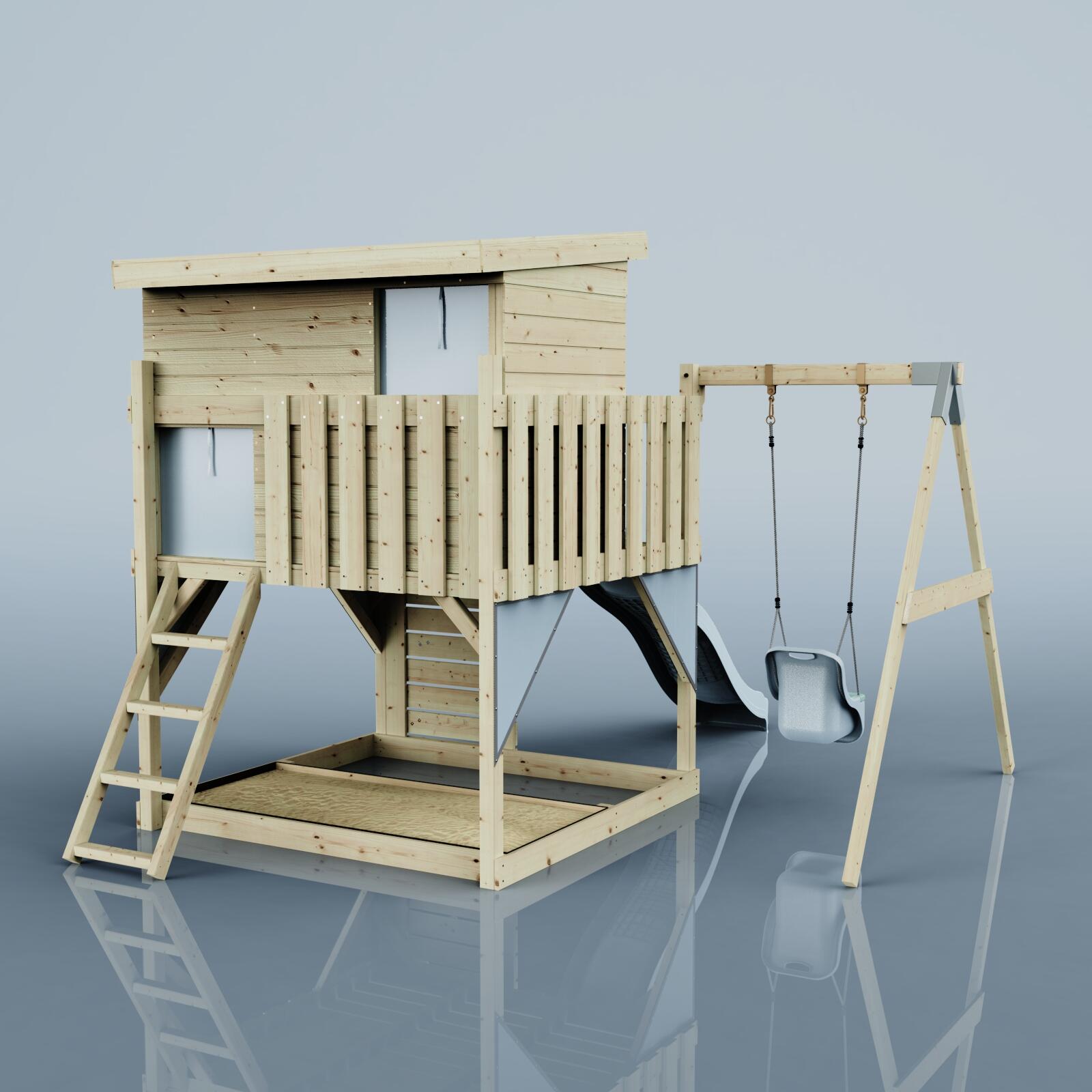 Spielturm Tjorven mit Babyschaukel in Eisblau - 415 × 306 × 260 cm 4/6