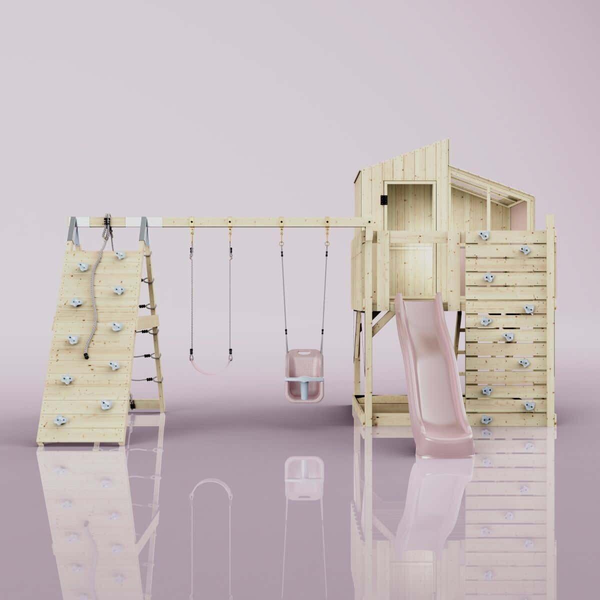 Spielturm Finn mit Babyschaukel in Altrosa - 415 × 472 × 292 cm 2/6