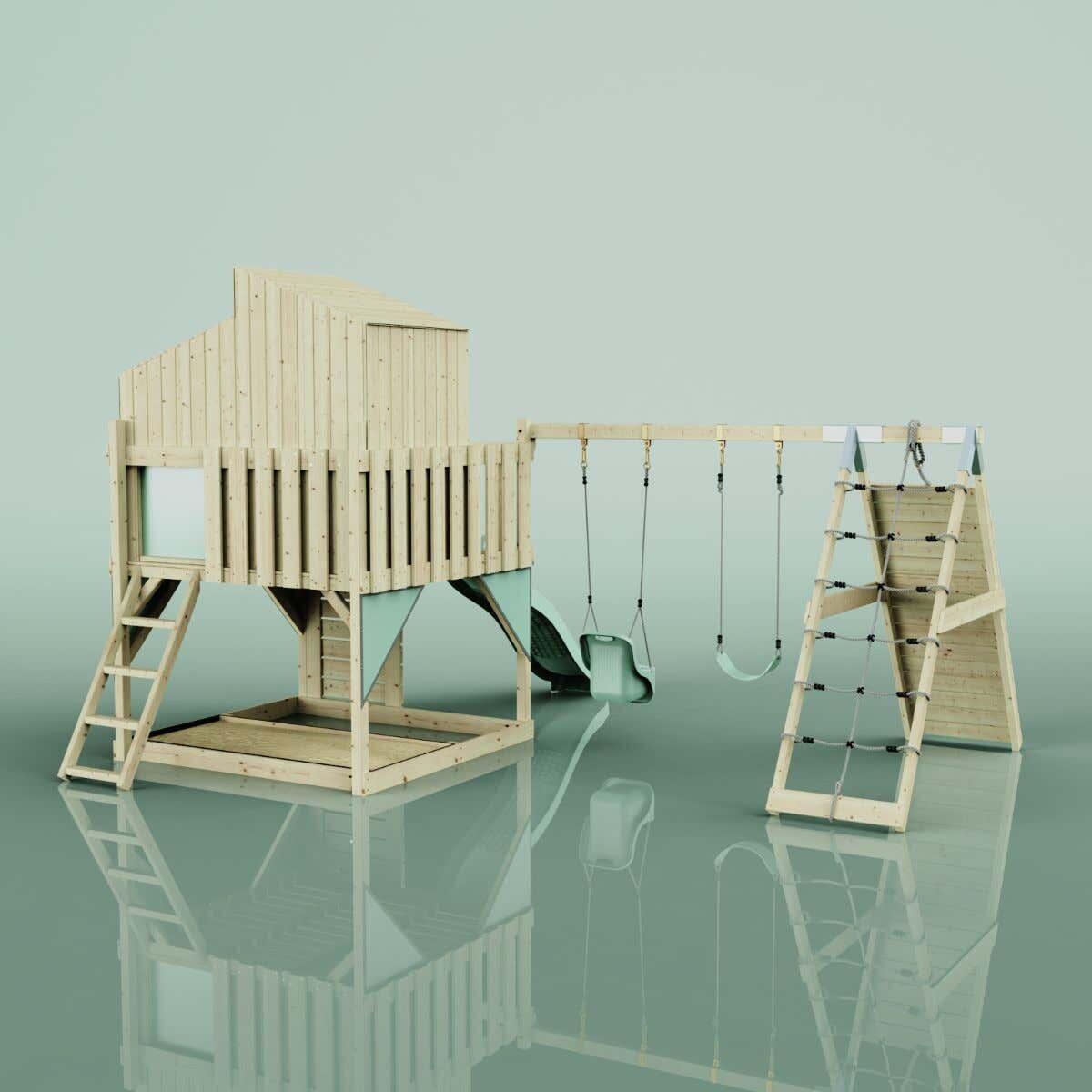 Spielturm Finn mit Babyschaukel in Mintgrün - 415 × 472 × 292 cm 4/6