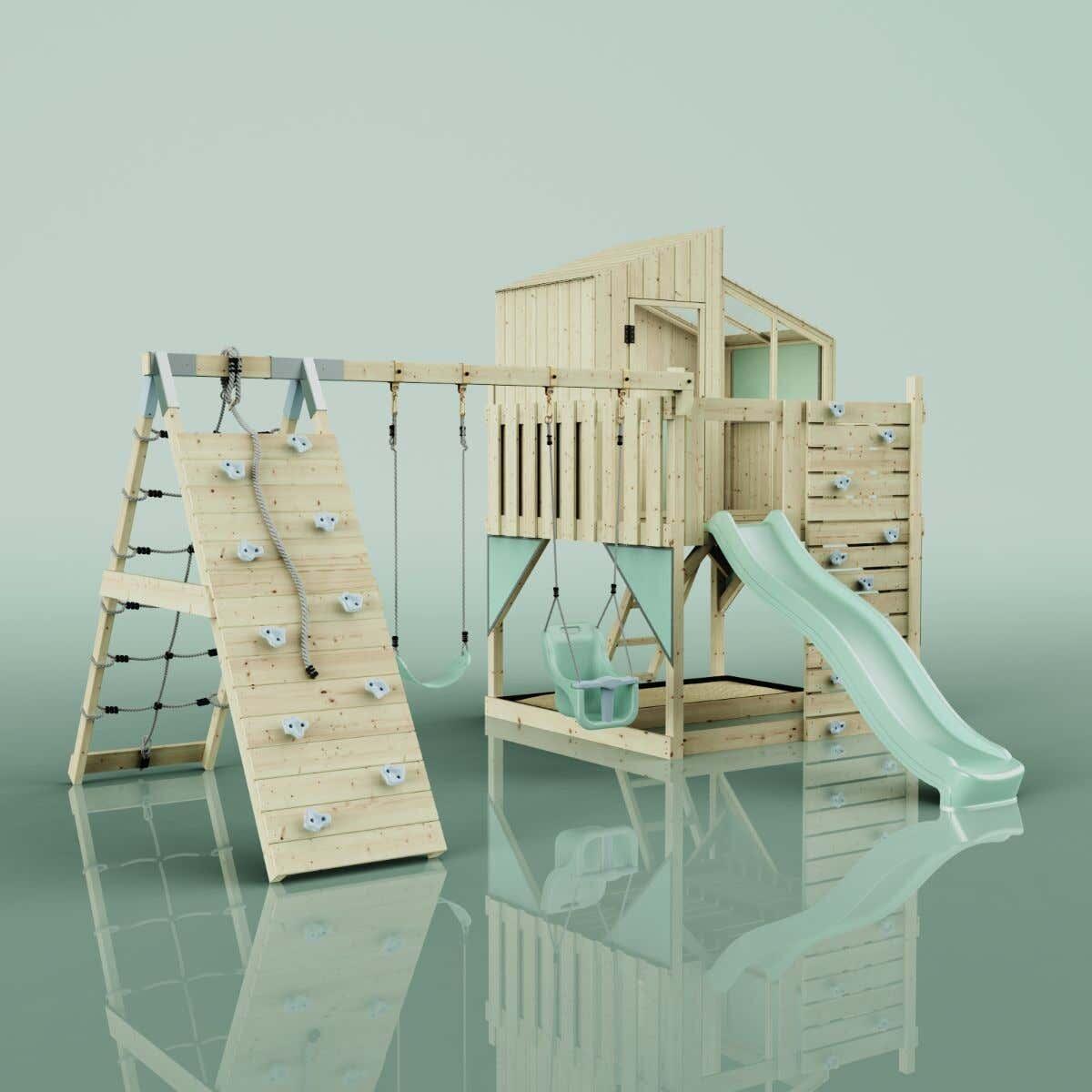 Spielturm Finn mit Babyschaukel in Mintgrün - 415 × 472 × 292 cm 6/6