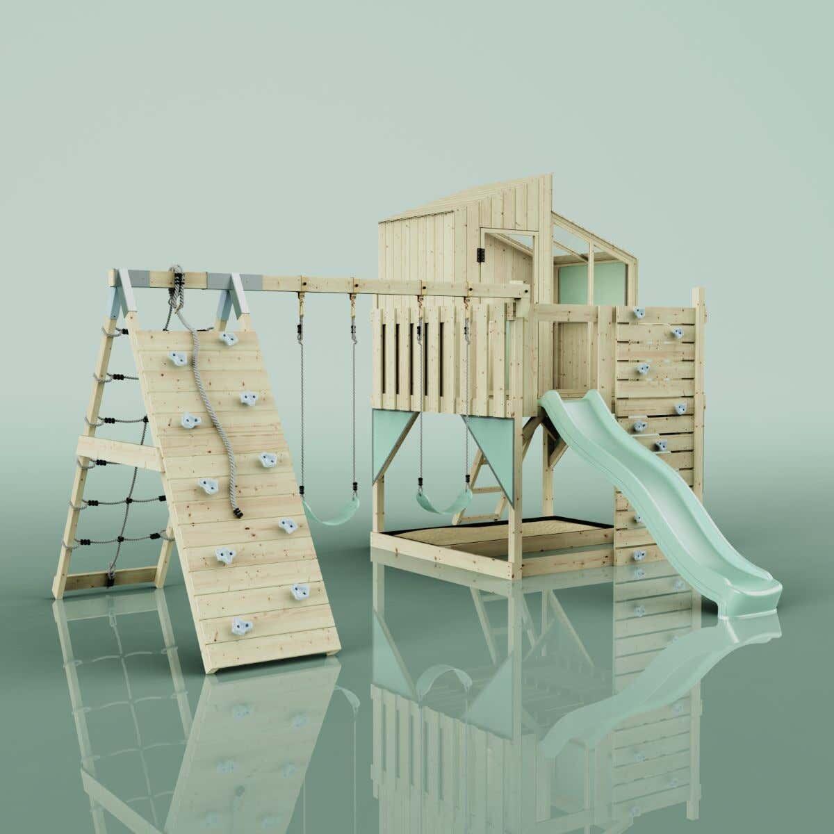 Spielturm Finn mit Kinderschaukel in Mintgrün - 415 × 472 × 292 cm 6/6