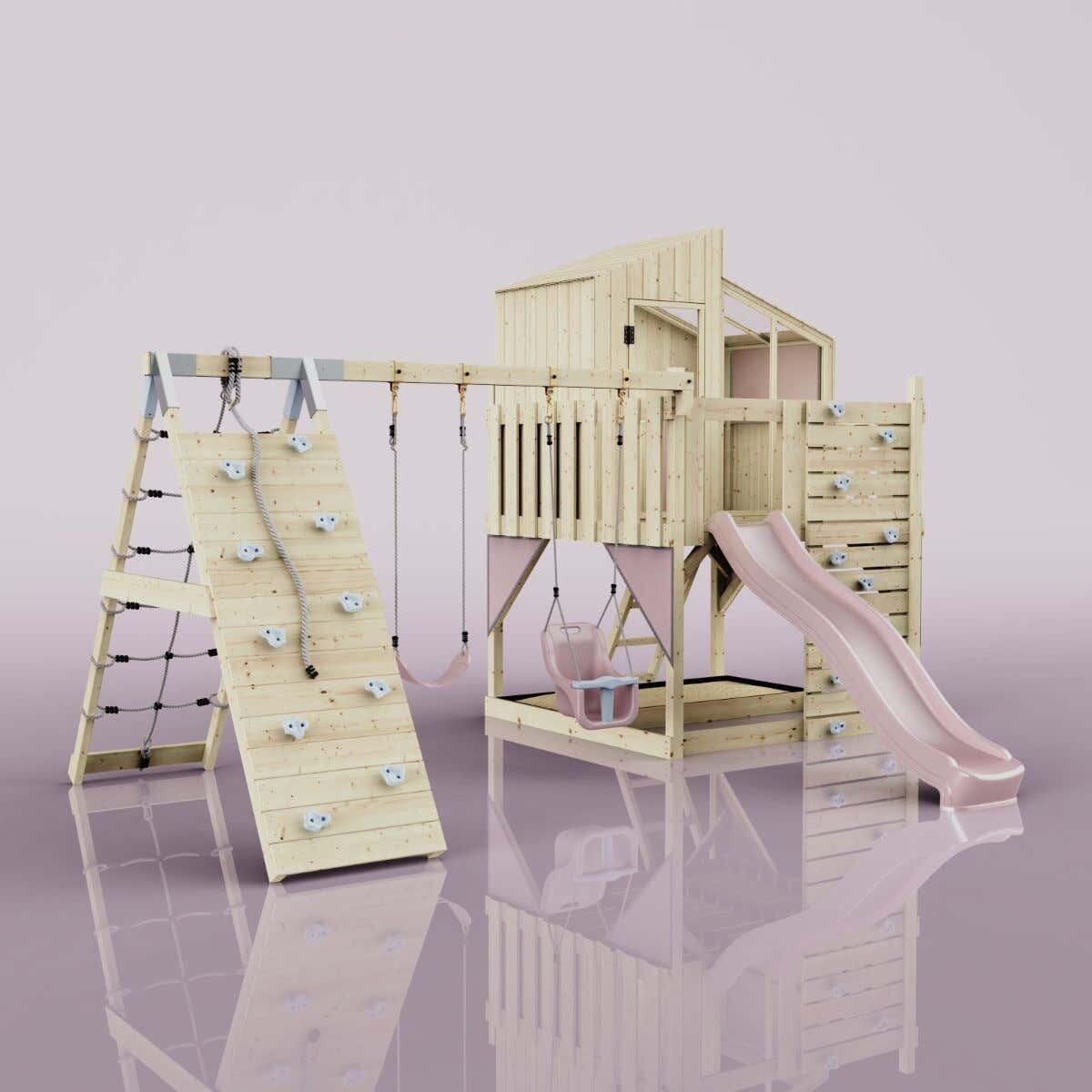 Spielturm Finn mit Babyschaukel in Altrosa - 415 × 472 × 292 cm 6/6