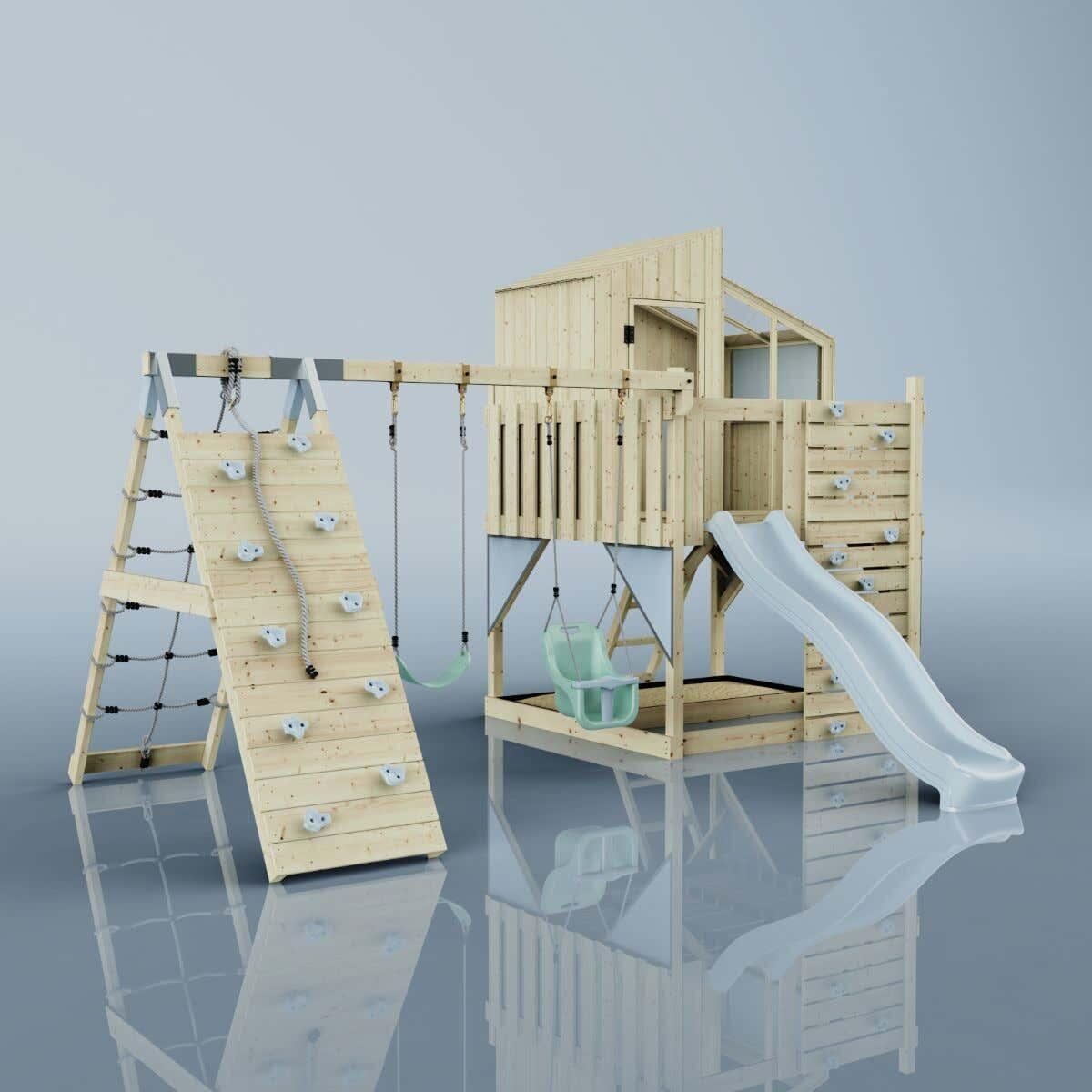 Spielturm Finn mit Babyschaukel in Eisblau - 415 × 472 × 292 cm 6/6