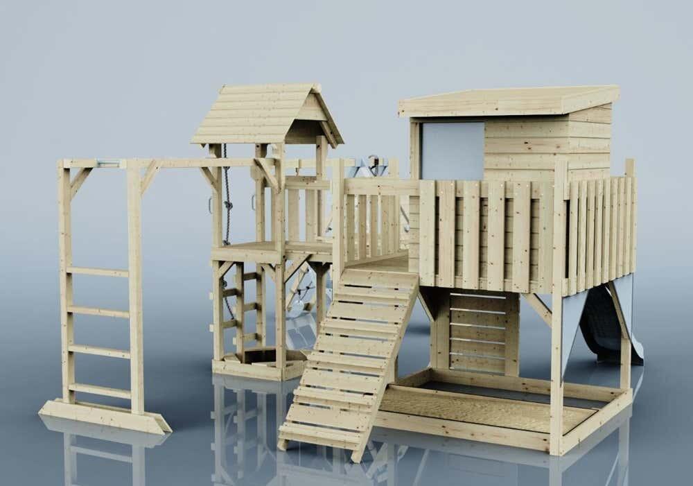 Spielturm Lars mit Babyschaukel in Eisblau - 503 × 562 × 274 cm 4/5