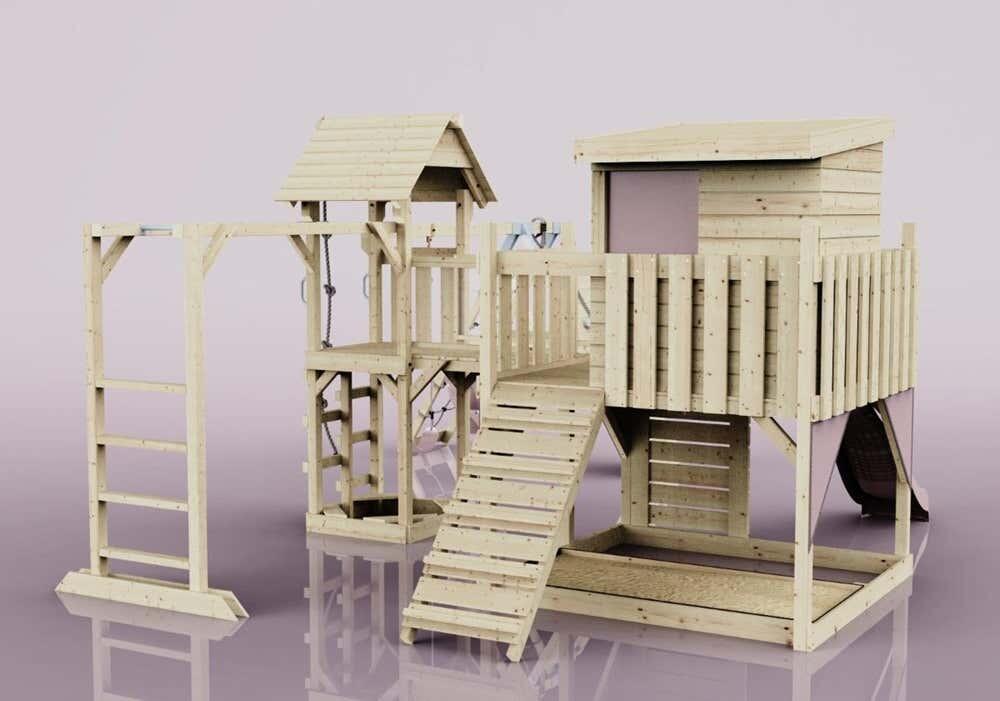 Spielturm Lars mit Babyschaukel in Altrosa - 503 × 562 × 274 cm 4/5